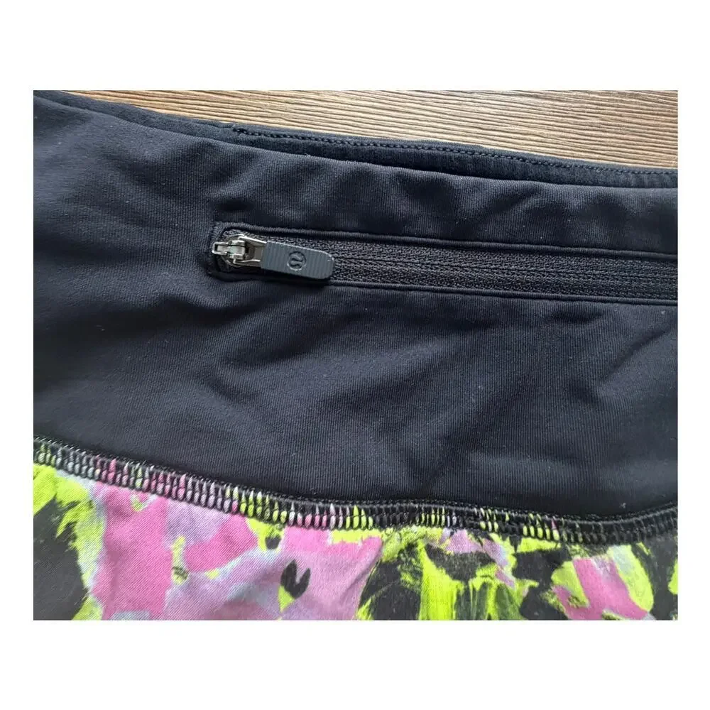 Lululemon Speed Up Running Shorts Floral Neon Pink Yellow Black Size 10